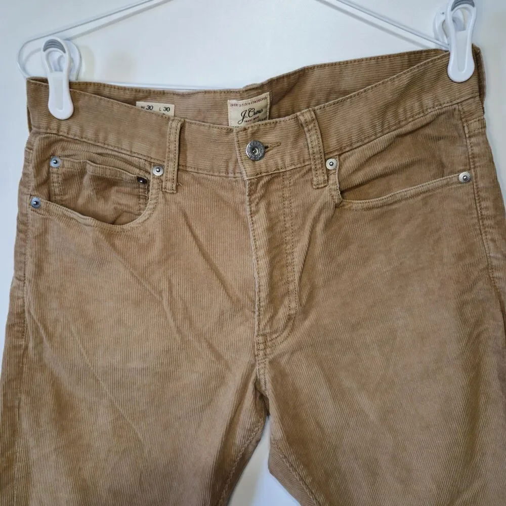 J.Crew 770 Men’s Straight Fit Corduroy Pants 30x30 Tan Brown Camel Stretch